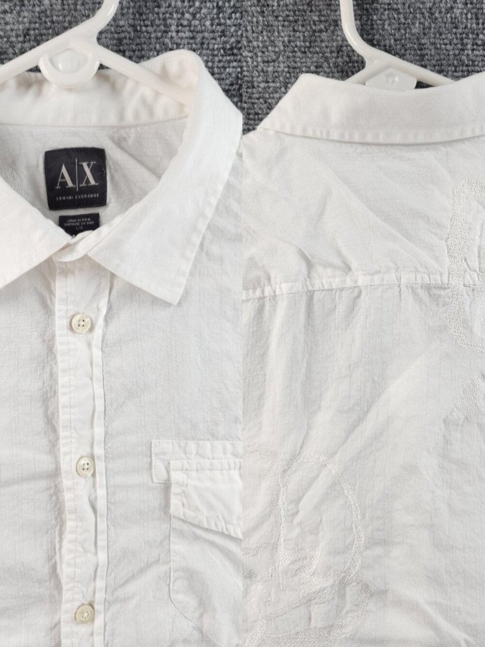 Armani Floral Large Cotton White Button Up Italian Designer Shirt Long Sleeve